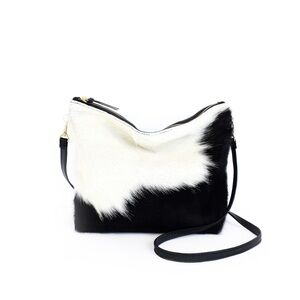 Black and White Cowhide Hobo Bag